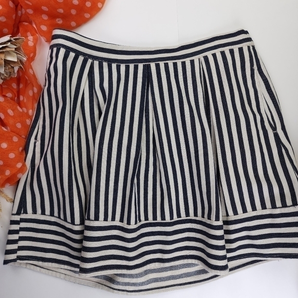Life in Progress Navy Off-White Stripe Cotton Poly Skirt Sz Large - Picture 3 of 9